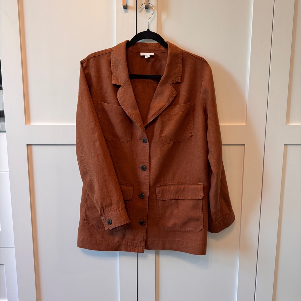 J. Jill Rust Brown Linen Blazer